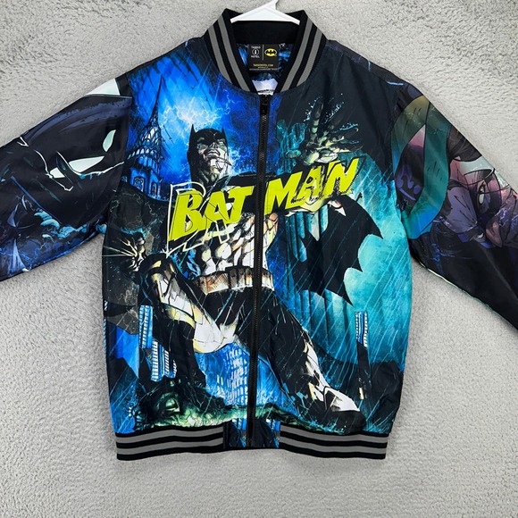 Tango Hotel Adult Mens Bomber Jacket Medium Multi Batman Joker Full‎ Zip Pockets - Picture 2 of 10